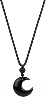 THE MEN THING MOONARA BLACK - 26mm Pendant with Adjustable Pure Leather Cord Necklace for Men & Boys Price In India