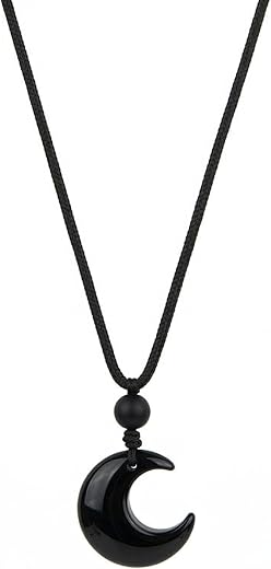 THE MEN THING MOONARA BLACK - 26mm Pendant with Adjustable Pure Leather Cord Necklace for Men &amp; Boys