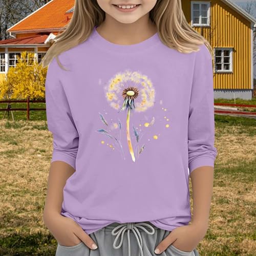 Girls Solid 3/4 Sleeve Blouse Summer Round Neck Top | Breathable Loose Fit Tee Comfortable Trendy Toddler Kids Clothes4