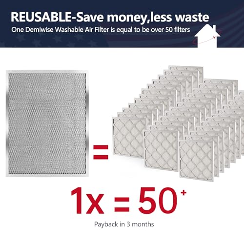 Image of MERV 8 16x20x1 Washable Aluminum Lifetime Furnace Filter, Reusable AC /HVAC Filter, Permanent Air Filter, Easy to Clean, Healthier Home or Office