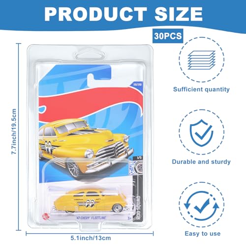 YEXEXINM 30 Pcs Clear Protector Cases Model Car Clamshell Cases Display Case Clear Protective Packs Car Blister Pack Covers Compatible with Hot-Wheels for Storage, 7.5 x 5 x 2 Inch