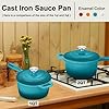 1 Qt & 2 Qt Sauce Pan Sets, Leonyo Enameled Cast Iron Sauce Pan with Lid, Small Saucepan Cast Iron Dutch Oven Kitchen Cookware for All Cooktops Cooking Pasta, Milk, Oatmeal - Up to 500°F, Lake Green #5