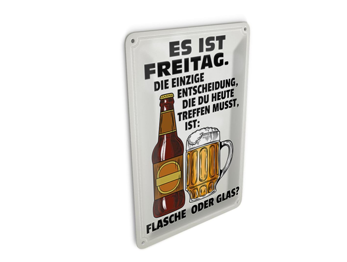 Femer Tin Postcard Saying 10 x 14 cm It's Friday Beer Bottle Glass Decorative Sign