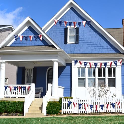 Image of 100FT 4th of July Decorations, 60Pcs 7.8 x 11.8 Inches Pennant American Flags for Outside, Pre-Assemble Patriotic 4th of July Banner for Fourth of July Accessories Independence Day Patriotic Decor