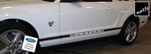 Decal Mods Adhesivos de rayas laterales de puerta con panel basculante para Ford Mustang Negro (mate) - RH - CBM