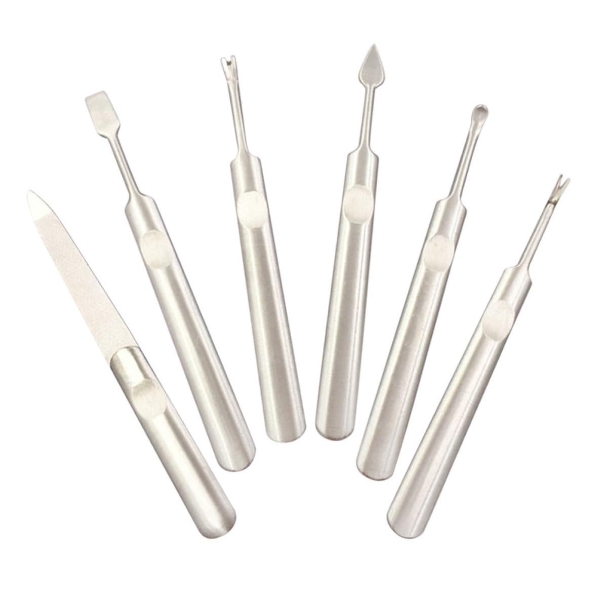 6pcs Stainless Steel Nail Tool Set with File and Earpicks