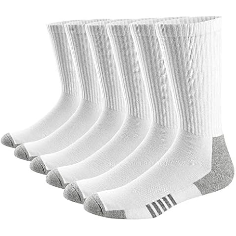 Ueither Men's Comfortable Cotton Cushioned Performance Crew Socks 6 Packs, White, Shoe Size:9.5-13.5 Cover