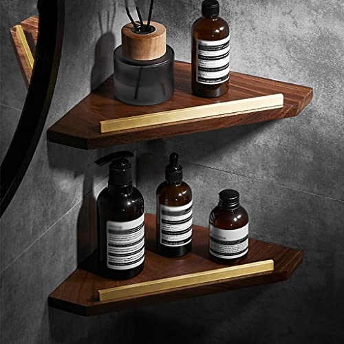 Estante esquinero de madera triangular para organizar el tocador y el baño 4
