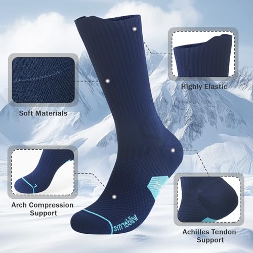Compression Running Crew Socks Athletic Hiking Moisture Wicking Socks 3 Pack4