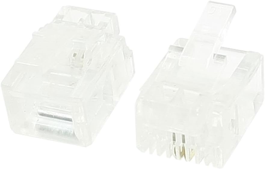 Qtqgoitem 2 Pcs RJ11 6P2C Modular Telephone Cable Connector