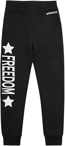 UNACOO Pantalones deportivos de tela deportiva suave para niños y niñas (de 3 a 12 años)