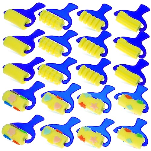 Gadpiparty 20Pcs Drawing Brush Roller DIY Art Craft Sponge Painting Tools for Includes Various Patterns for Present for Birthdays Holidays