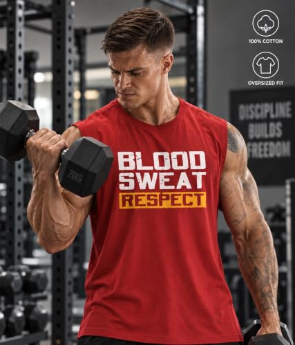 Image of SHODOX Men's 100% Cotton Tank Top | Round Neck Sleeveless Gym Vest | Loose Fit Casual Sportswear T-Shirt | Breathable & Lightweight Fitness Wear for Workout & Active Wear