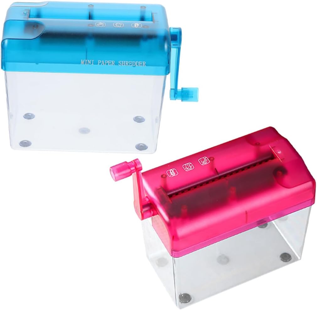 KICHOUSE Portable Handheld Paper Shredder 2pcs Small Desktop Manual Office Document Cutting Tool for Home and School Use