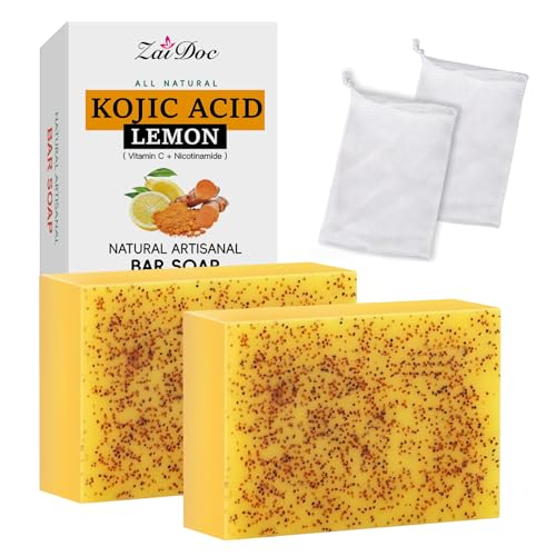 ZAIDOC Turmeric Soap with Vitamin C, Natural Skin, Even Tone, Lemon Soap for Face and Body, 3.52oz (2)