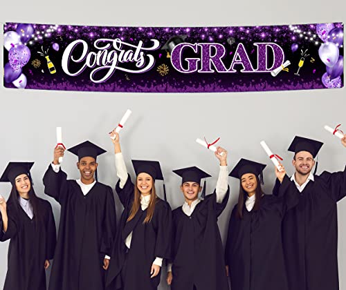 Image of 2026 Graduation Decorations-Congrats Grad Purple Yard Sign Banner Decoration for Class of 2026 Graduation Party Supplies(Purple and Black)