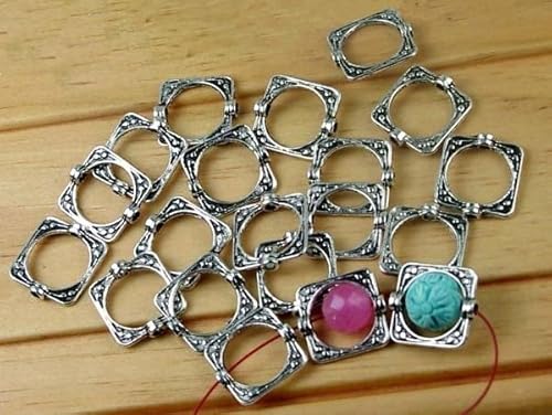 Antique Silver Pewter Square Frame Beads 15mm-20pcs