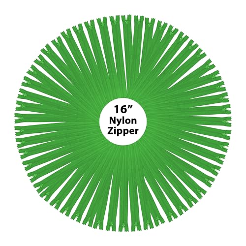 Image of Mandala Crafts 80 PCs Green Closed-End 16 Inches Nylon Zippers for Sewing