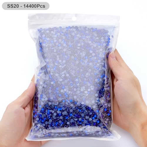 Image of Hotfix Rhinestones Bulk, 14400PCS Dark Blue Hot Fix Rhinestones for Clothes DIY Decoration Crafts, Dark Blue, SS20, 4.6-4.8mm
