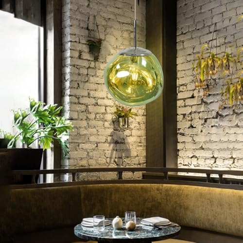 Chandelier moderne en acrylique vert de 28 cm avec suspension ajustable E27 - 3