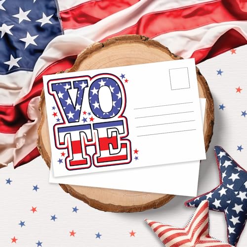 100 Vote Postcards - Patriotic Blank Postcards for Voting Campaign