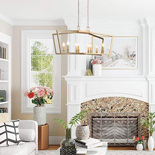 Ksana Gold Chandelier, Modern 8 Lights Metal Light Fixture For Dining Room And Kitchen Island #TOP5