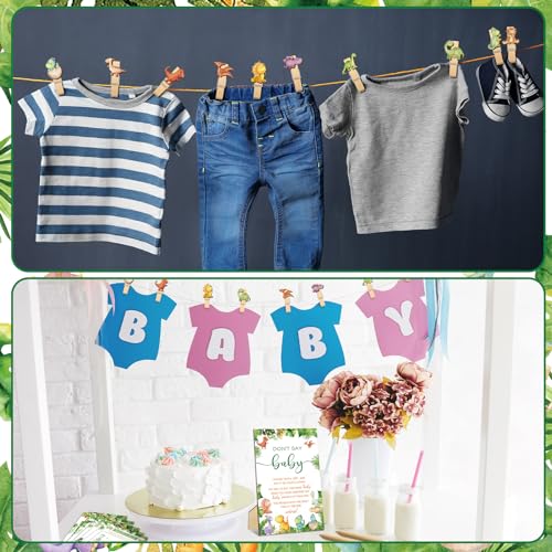 Image of Patelai 321 Pcs Dinosaur Baby Shower Decorations Game, Pencils Clothespins