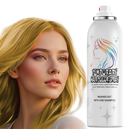 Temporary Hair Color Spray | 150ml Instant Golden Hair Spray for Adults & Kids | Washable & Non-Sticky Gentle Formula Gold | Halloween Cosplay Costume Party Festivals