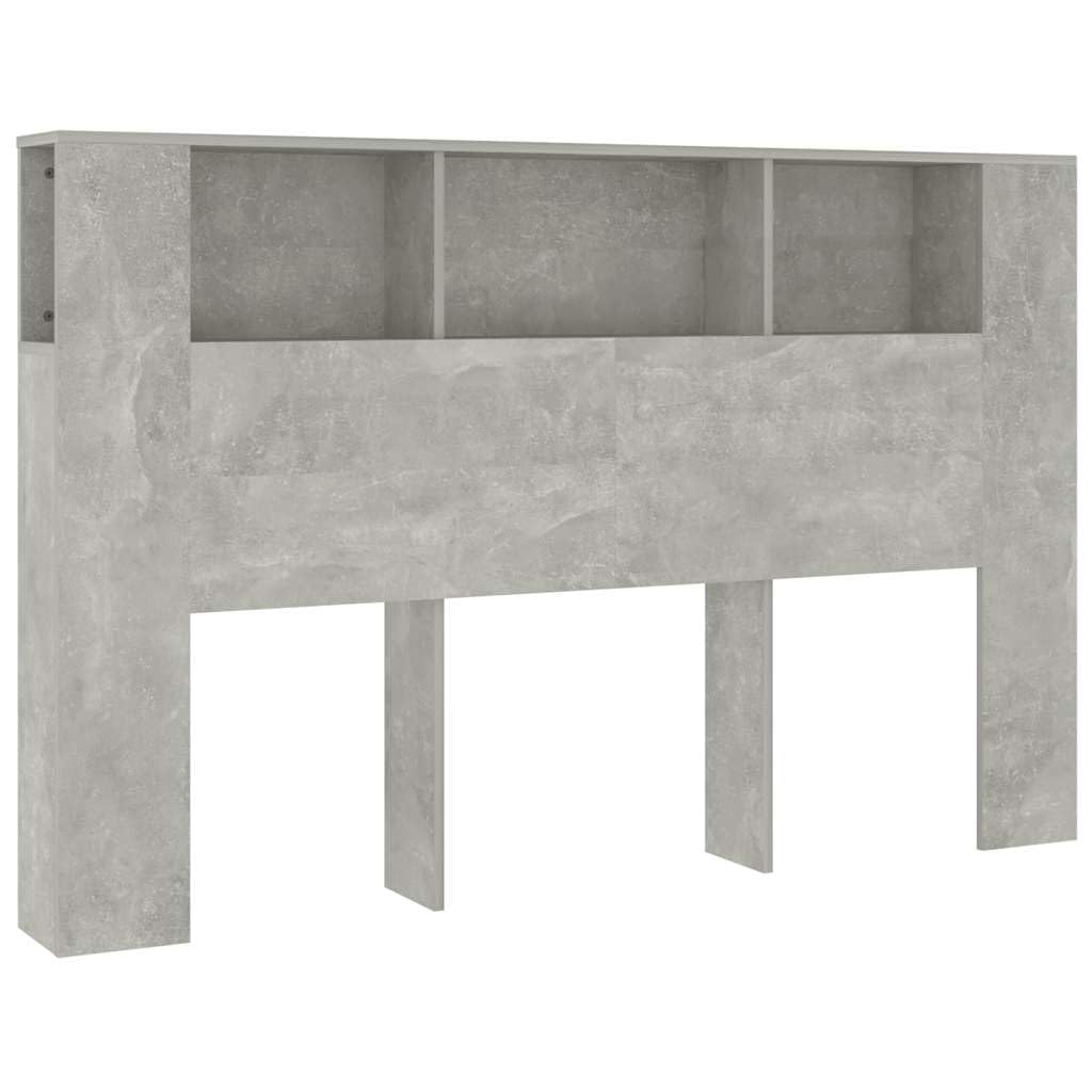 vidaXL Headboard Cabinet Home Bedroom Furniture Accessory Wall Bed Headboard Bookcase Bed Backboard Cabinet Concrete Grey 160x18.5x104.5 cm — image 1