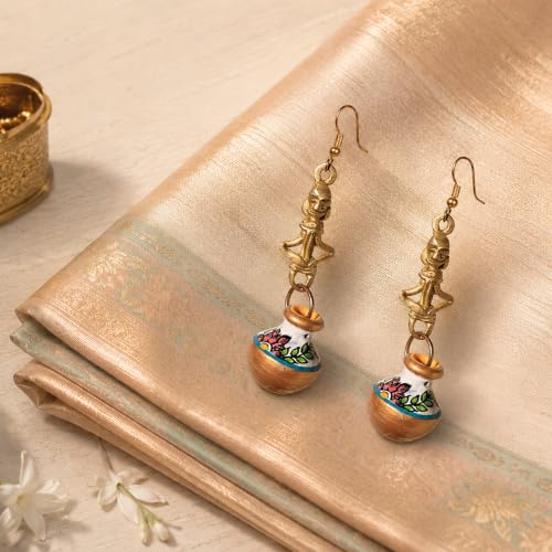 Image of Handcrafted Boho & Tribal Earrings for Women - Wooden, Brass & Terracotta Statement Designs in Drop, Hoop, Loop & Dangle Styles