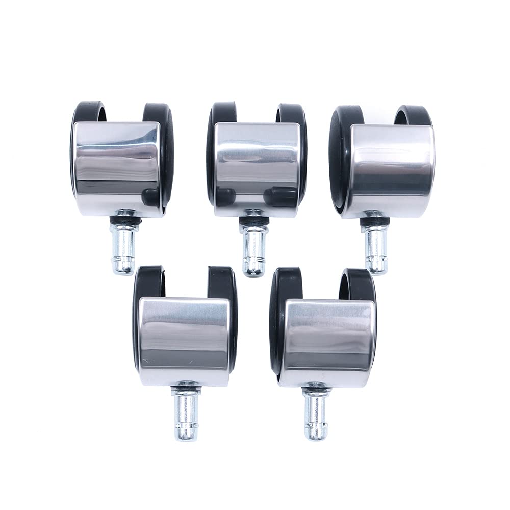 Namvo Office Chair Caster, Set of 5 Polyurethane Replacement Castors Wheels 11mm Size replacement swivel chair wheels, Protect Your Carpet/Hardwood (No Noise)