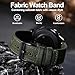 WOCCI 22mm Watch Band, Canvas Fabric, Quick Release, Replacement Strap, Black Buckle (Army Green)