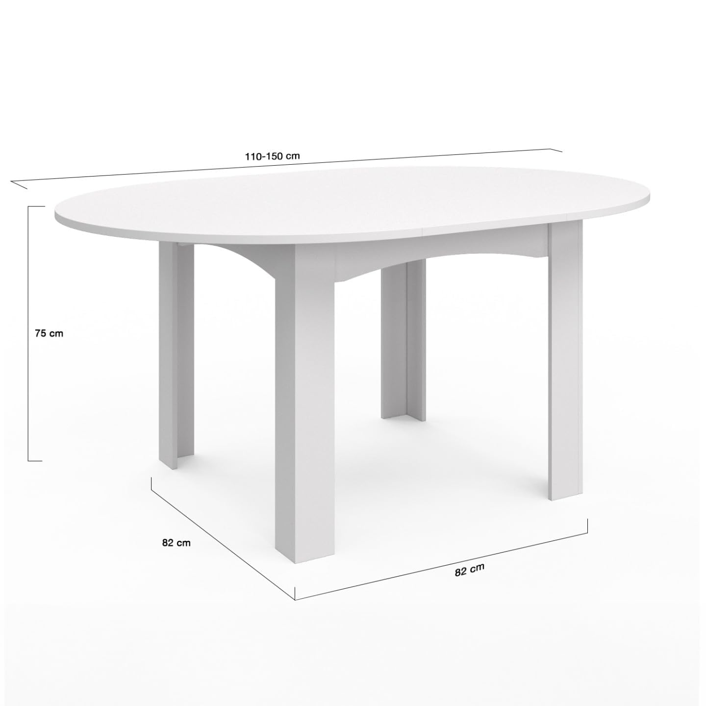 IDMarket - DONA mesa de comedor redonda extensible 4-8 personas blanco 110-150 cm