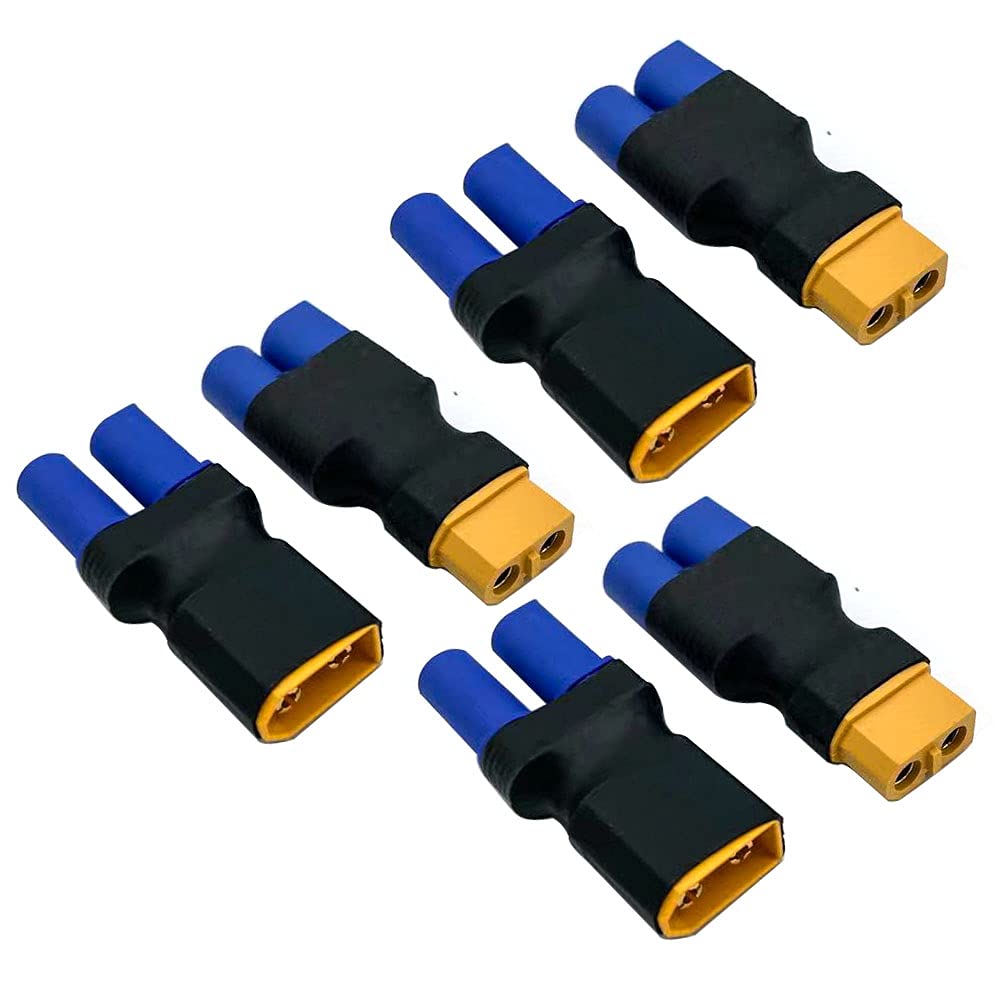 FLY RC 6 Stück XT60 an EC5 Stecker Stecker Buchse Adapter Kompaktleuchte Drahtloser Netzstecker Adapter Anschluss UAV RC Modellauto Flugzeugbatterie