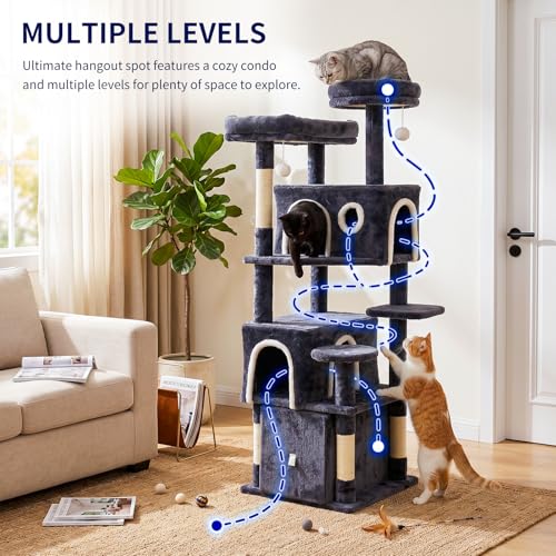 Lona rascador para gatos grandes 64 pulgadas con 2 condos miniatura 6
