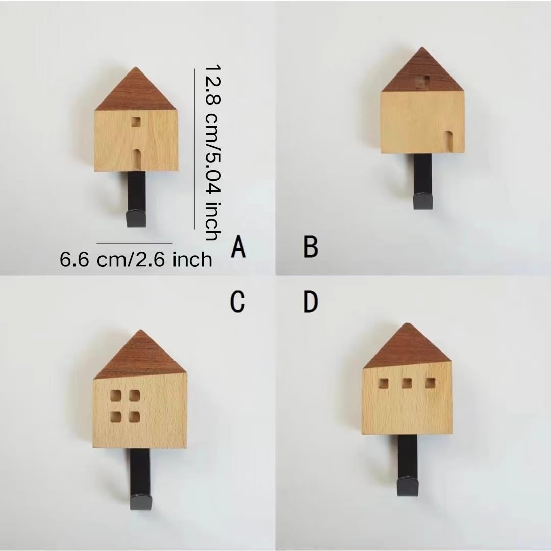 4 PCS Wooden Creative Magnetic Hooks Heavy Duty,Strong Magnetic Hooks for Hanging, Beech Wood Strong Magnetic Hanger for Cruise Cabins, Locker, Toolbox, Home, Kitchen, Home Decoration