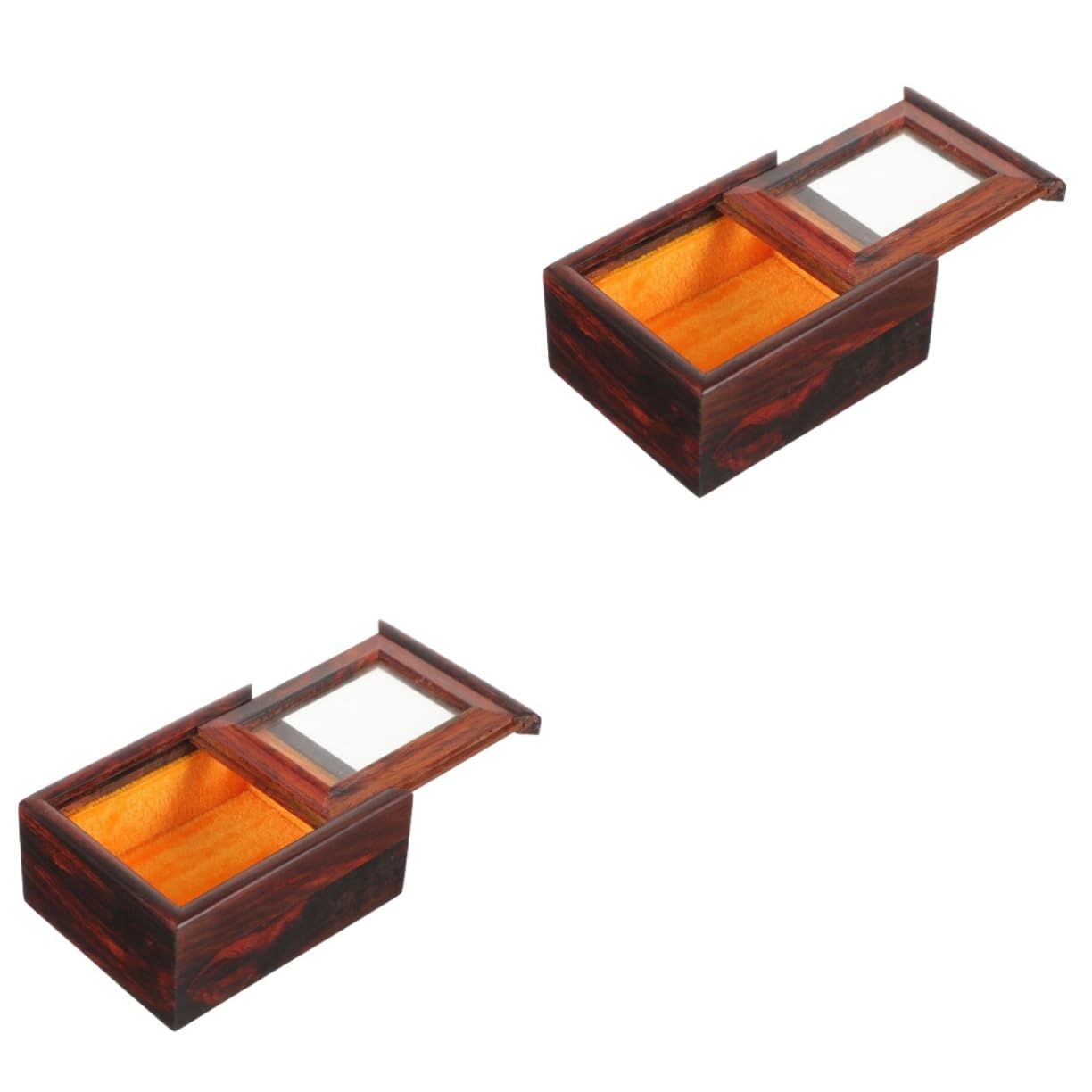 Ipetboom Scatola Da 2 Pezzi Scatola di gioielli rosse chiaro piccolo finestra Astuccio portagioie organizzatore di accessori custodia da viaggio per gioielli legno naturale