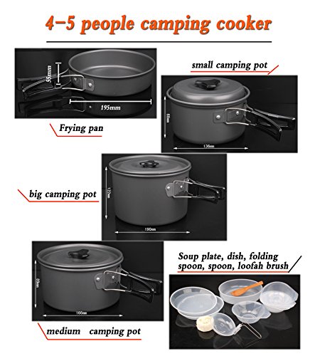 Ellen Outdoor Camping Hiking Cookware Backpacking Cooking Picnic Bowl Pot Pan Set … (Black-Sy500) #TOP1