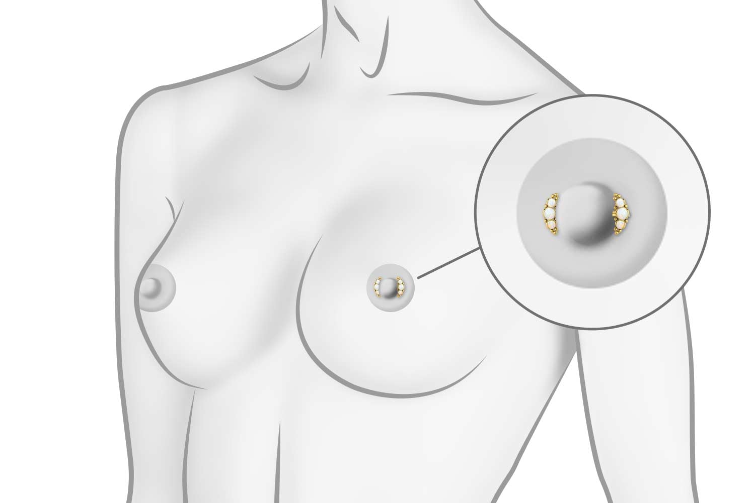 PIERCINGLINE Titan Barbell mit Push Fit 3 SYNTHETISCHE OPALE + KUGELN Brustwarzenpiercing Nippelpiercing Farb & Größenauswahl