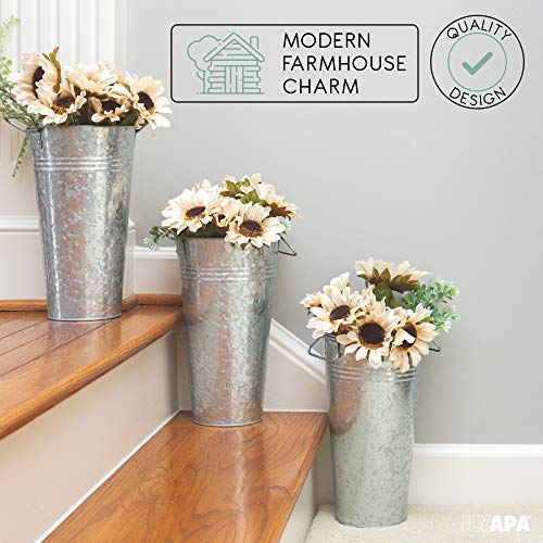 image for Ilyapa Galvanized Buckets 3 Pack, 13