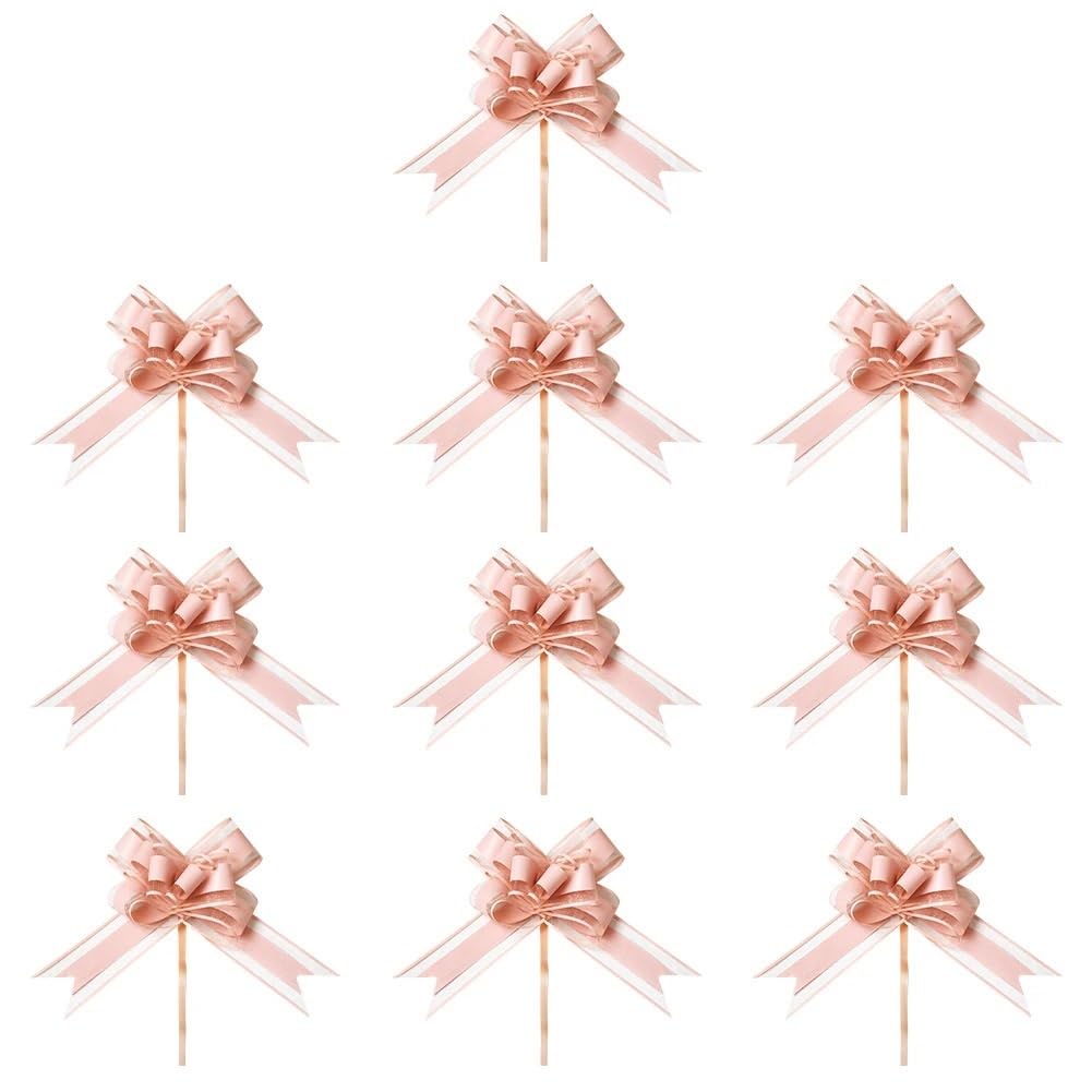 Kokarda samochodowa 10 Dekoracja Prezent Kwiaty Dekoracja Ślub Samochód Prezent Opakowanie Kokarda ciągniona Wstążki Plastikowe Flores Party DIY(Pink)