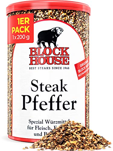 Block House Steak Pfeffer mit schwarzem Pfeffer 200g - Gewürzmischung in Restaurantqualität