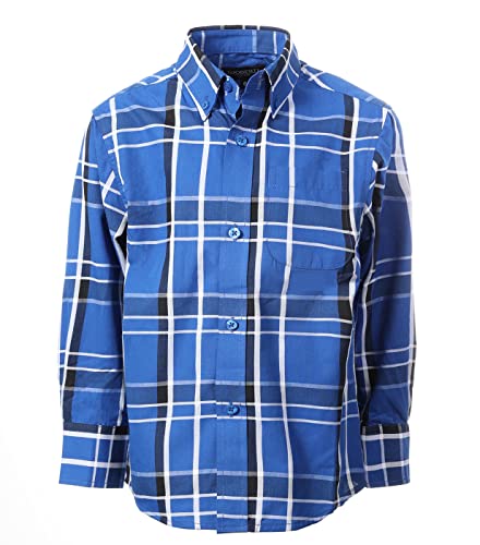 Image of Gioberti Boys Long Sleeve Button Down Plaid Checked Shirt
