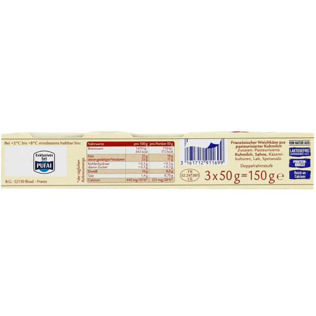 Weichkäse Géramont Mini – 3 × 50 g, 4er Pack | Französische Käsezubereitung aus Kuhmilch | Mild & cremig