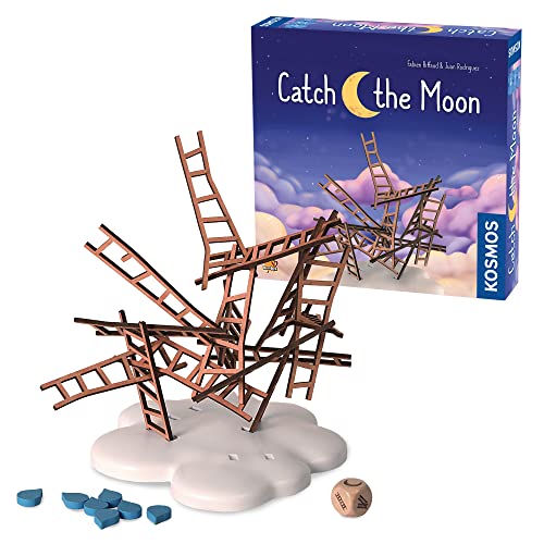 Catch The Moon | Dexterity Stacking Board Game for 1 to 6 Players | Beautiful Design & Whimsical Theme, Balance Wooden Ladders to Reach The Moon | Family Game Night Favorite | Ages 8+