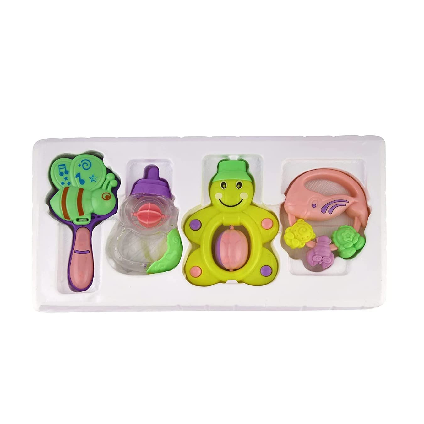 Mahi Enterprise? Rattles and Teether for Babies, Set of 4 Pcs - Colourful Lovely Attractive Rattles and Teether for Babies, Toddlers & Children 1
