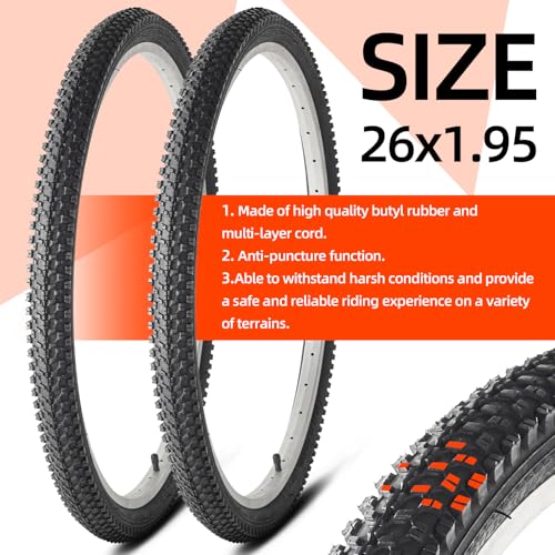 CALPALMY (2-Set) 18″/20″/24″/26″ Mountain Bike Tire and Tube
