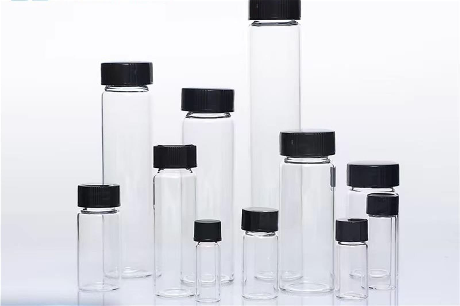 CQAHDSEVF Borosilicate Glass Bottles, Medicinal Glass Sample Vial 2mL-60mL Clear Lab Reagent Bottle(30ml 10pcs)