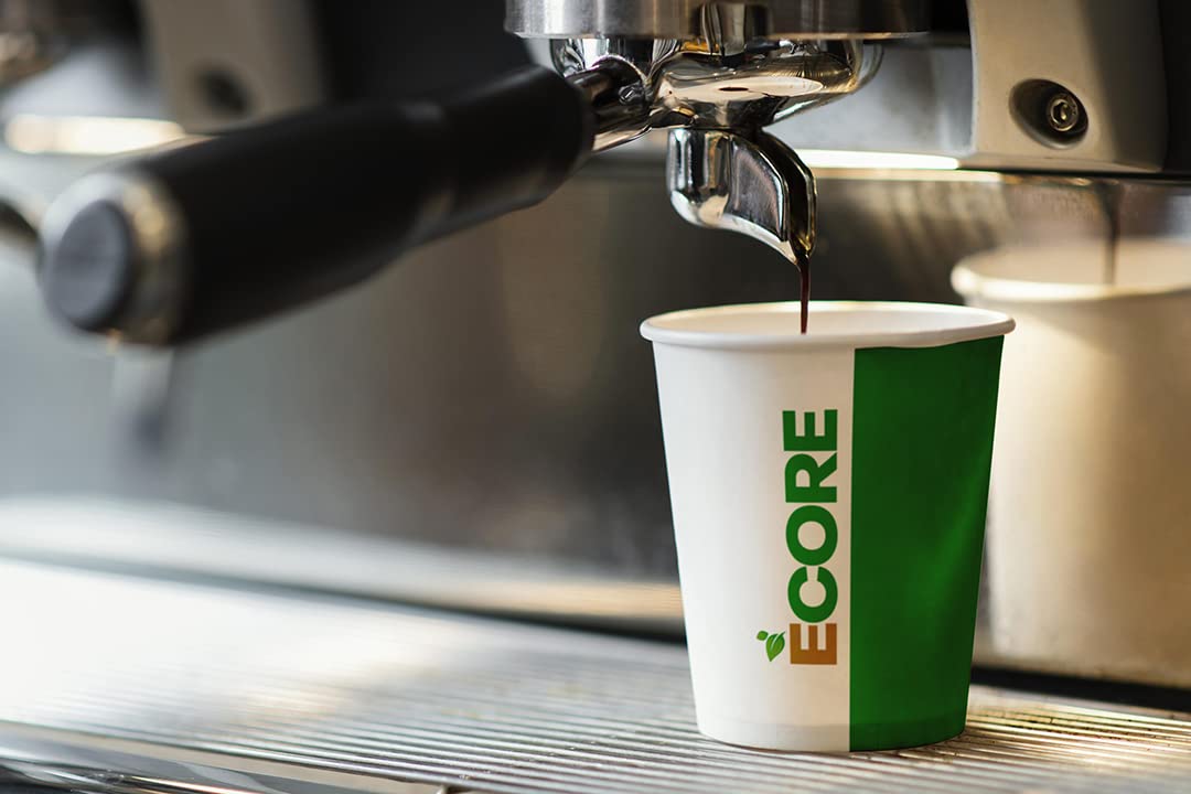 ECORE - Set 50,100,500,1000 Bicchieri Usa e Getta Monouso da 200ml in carta cartoncino biodegradabili per caffè e bevande calde fredde, disponibili in diversi colori (Bianco, 1000)