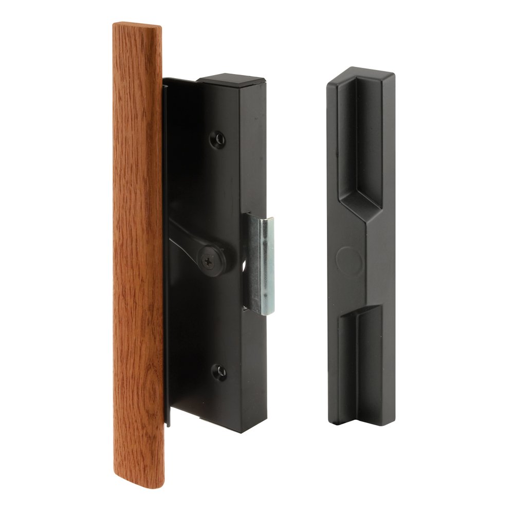 Prime-Line C 1126 Black Diecast Sliding Door Handle with Wood